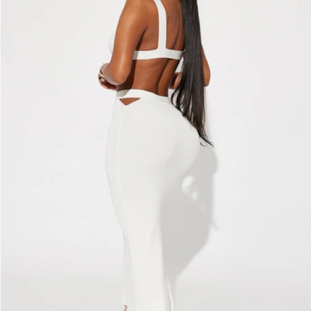 NWT fashion nova Elegant White Women's bodycon maxi Skirt set - Picture 3 of 7